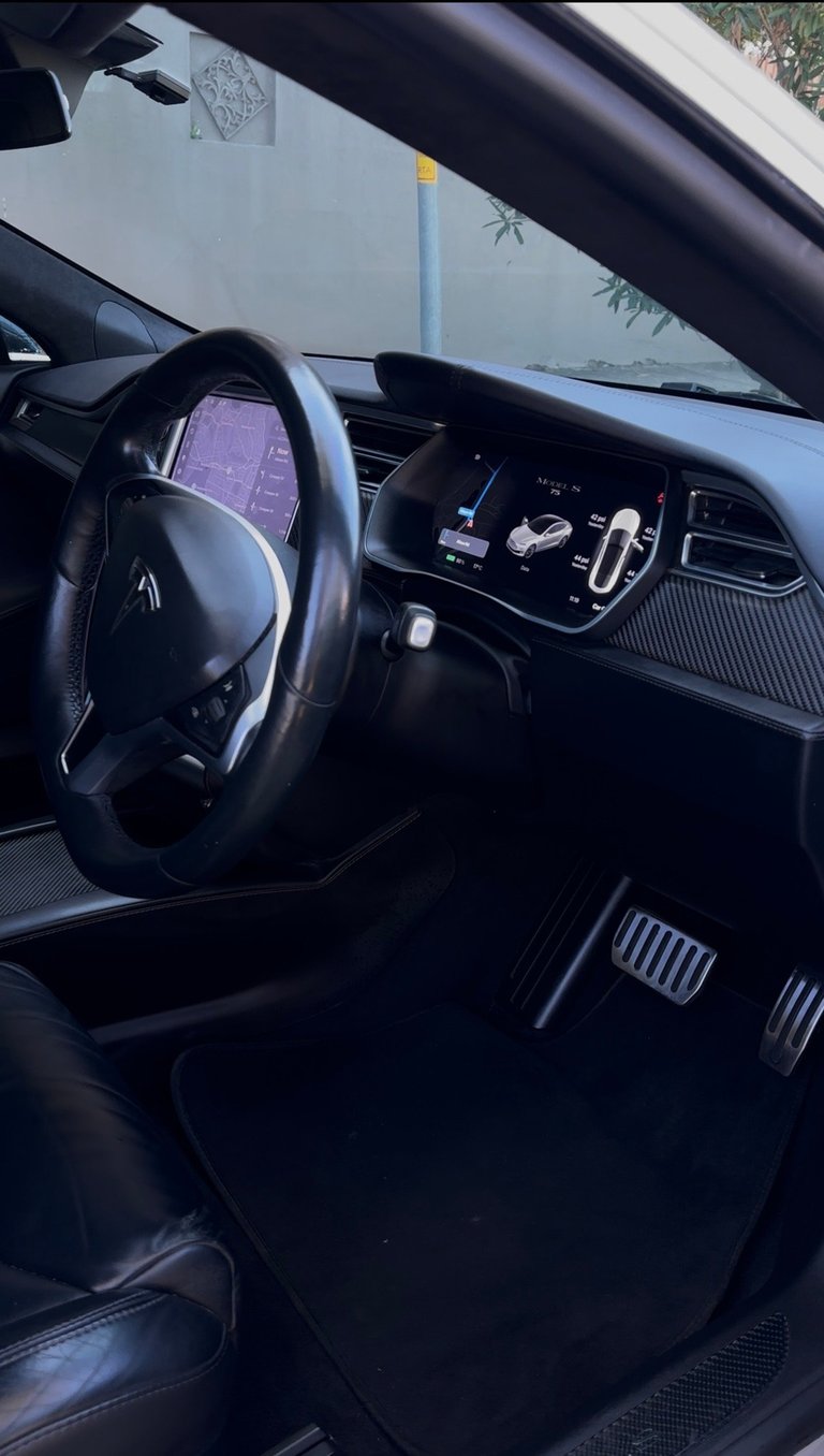 Car dashboard with purple screen