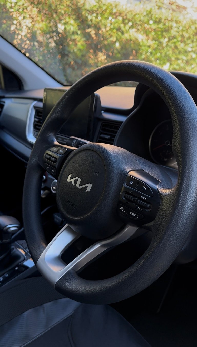 Black Kia steering wheel interior