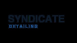 Syndicate Detailing logo featuring blue text on black background